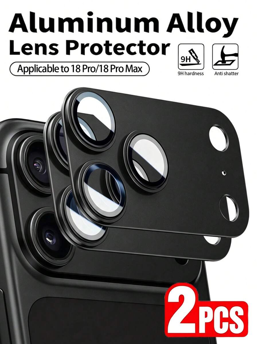 Navigator 2pcs/Pack, Full Coverage Lens Film, Strong Adsorption Metal Camera Protector Cover, Suitable For Phone Case Design - Black, Compatible With IPhone Ultra/18 Pro Max/18 Pro/18/17e/17 Pro Max/17 Pro/17 Air/17/16 Pro Max/16 Pro/16 Plus/16/15 Pro Max/15/14/13/12 And Other Models.
