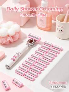 37pcs,Womensrazor,Razor,Facerazor,Hairremovalforwomen,Multiblade,Replacementblades,Pink,Smoothshave,Homeuse,Personalcare,Bodygrooming - Upgraded Version - View 2
