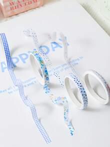 10 Rolls Mixed Washi Tape Set, Floral Plaid Text Multiple Prints, Hand Tearable, Scrapbook Border Decoration, DIY Handmade Collage Artistic Decorative Material - A - View 8