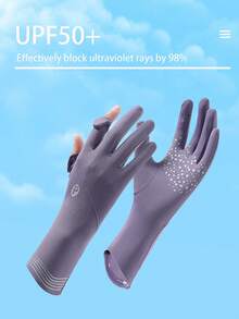 女款長款冰絲觸控螢幕露指防曬手套，涼爽透氣高彈性矽膠防滑護手，適用於徒步、登山及戶外活動 - A - 查看 9