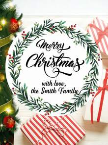 10/20/50/100pcs Customized Round Christmas Stickers, Customizable Letter Text Stickers, Elegant Holiday Gift Packaging Labels, Suitable For Holiday Party Gift Labels, Holiday Gift Packaging Stickers, Wedding Souvenir Labels Stickers, Cookie Packaging Bag Stickers, Holiday Calendars - Multicolor - View 4