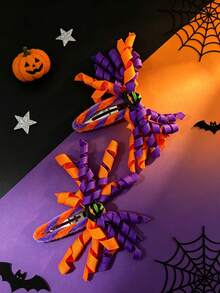 Kẹp tóc ruy băng xoắn Halloween, kẹp tóc cá sấu trang trí mũ phù thủy, phụ kiện tóc cosplay tiệc phong cách gothic cho nữ - Nhiều màu - Xem 5