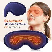 Hailicare 1pc Heated Vibrating Eye Massager, 5 Temperature Levels & 6 Vibration Modes, 3D Blackout Design, 15-Minute Auto Timer, Soft Breathable Sponge, Hot Compress Eye Massager, Relieve Eye Fatigue, Aid Sleep - View 8