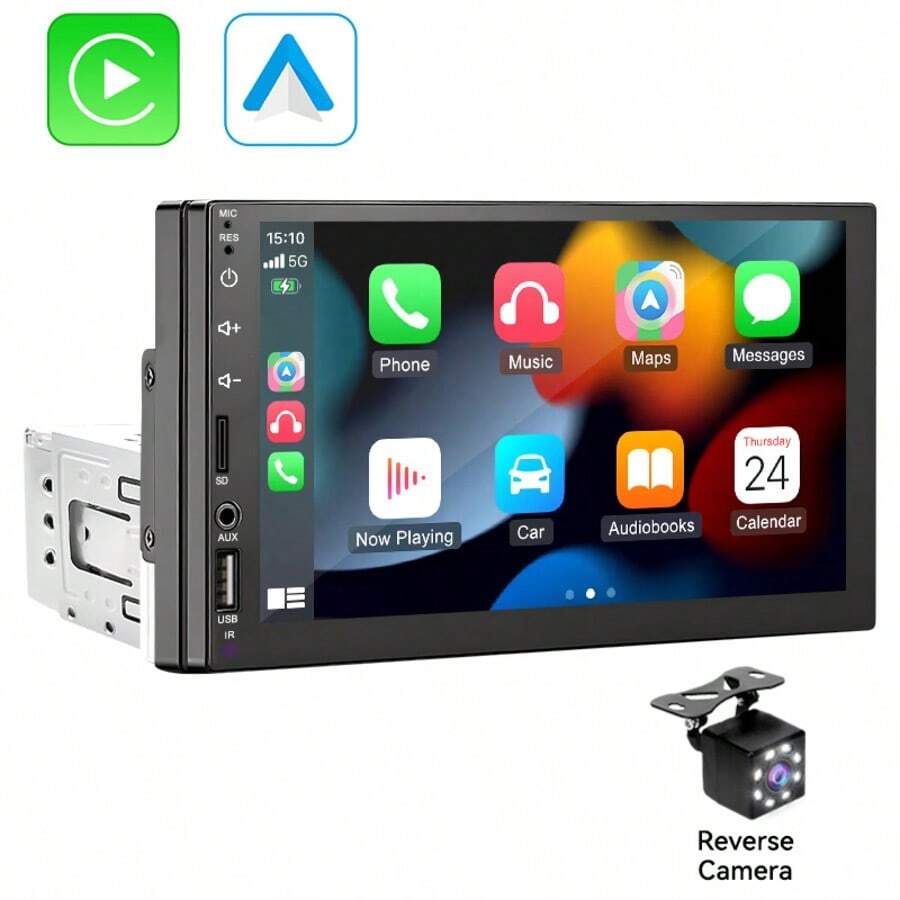 7 Inch Single Din Car Stereo With Wired CarPlay, Touch Screen Car Radio Multimedia Player