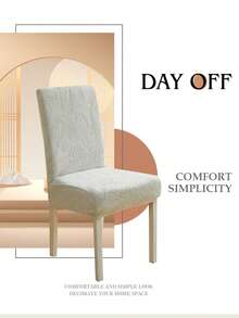 1pc Leaf Pattern Jacquard Chair Cover High Elasticity All Season Universal Home Hotel Use - Light Grey - View 6
