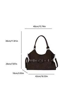 Fashionable Leopard Print Large Capacity Tote Bag, Strap Decor Pleated Versatile Women's Shoulder Bag Underarm Bag, Adjustable Strap Crossbody Bag, Suitable For College, Commuting, Shopping, Street Wear, Daily Use. - Coffee - View 3
