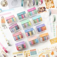Chuchen Taoyao Series Dopamine Polka Dot Plaid Stripe Boxed Washi Tape DIY Planner Diary Sticker - A - View 1