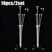 7/14/21pcs Black Balloon Table Stand Set With Round Base, Reusable Balloon Display Rack, Suitable For Tabletop And Floor Decoration, Balloon Decoration Accessories, Sturdy Balloon Column Stand, Suitable For Halloween, Wedding, Birthday Party, Baptism, Summer Events And Celebrations - Multicolor - View 15