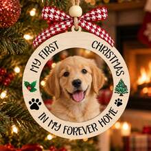 Custom Festive Pet Photo Christmas Ornament, Personalized Tree Hanging Decor, Customized Pet Memorial Keepsake, Customizable Picture Holiday Party Decoration, Xmas Home Decor, Christmas Tree Ornament, Pet Lover Gift Idea, Family Gifts, Couples - Style C - View 5