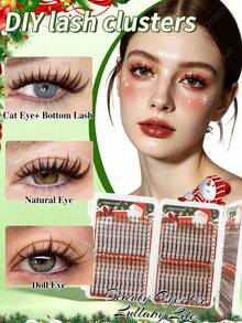 540/648pcs Natural Brown/Black False Eyelashes Can Create A Fluffy Anime Eye Makeup Effect. DIY Large Capacity Three Sided Eyelash Cluster, Made Of Soft Material. Single Cluster False Eyelash Set, With Glue And Sealing Tools, Suitable For Christmas. - Multicolor - View 5