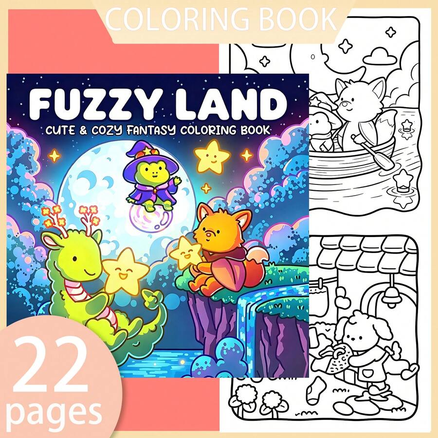 [NEW FUZZY LAND Coloring Book] 1 Original Coloring Book, 22 Pages Single-Sided Printing, Clear Lines And Beautiful Patterns, Perfect For Relaxation, New Year, Christmas, Birthday, School Holiday Gift, Suitable For Adults, Teens And Children