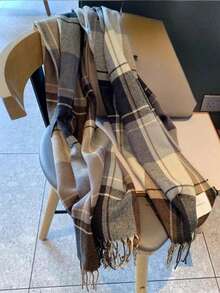 This New Korean-Style Scarf Features A Thick Plaid Pattern, Suitable For Women To Wear In Autumn And Winter, With Versatile Uses. The Student Couple Scarf Is Made Of Faux Cashmere Material For Men, Providing Excellent Warmth. - Multicolor - View 4