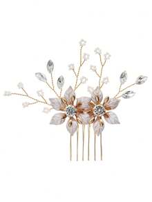 1pc Gold Bridal Hair Comb Handmade Wedding Hair Clip Wedding Hair Accessories For Women - Multicolor - View 7