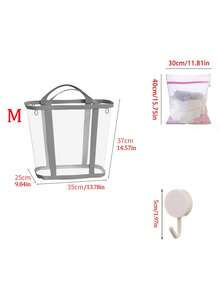 Extra Large Foldable Mesh Laundry Basket With Handle- Robust Laundry Bags, Portable Storage Bag, Garment Bag, Hook, Suitable For Clothing Storage, Home, Travel And Laundry Room, Bedroom And Bathroom, Camping Use. Space-Saving, Rectangular Design | Laundry Basket, Laundry Bin, Back To School, Christmas, Halloween Gift - Multicolor - View 13