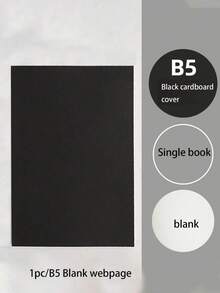1/3pcs Premium Black Cardboard Notebook With 256 Square Blank Pages, Sturdy Cover And Acid-Free Paper. Ideal For Office Work, School Projects, Travel Diary, Daily Planning, And Creative Sketching. A Great Gift For Students And Teachers. - Rectangle - View 8