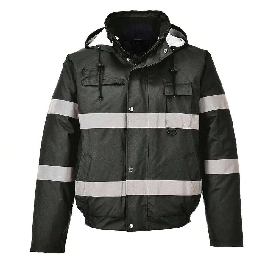 Portwest Iona Lite Reflective Work Bomber Jacket - Black - View 1