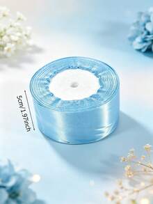 1 Roll 22m Blue Satin Ribbon, Handmade Rose Ribbon, 22m Polyester Ribbon Packaging Ribbon, Home Decor, Scene Decoration, Theme Party Decoration - Ribbon Roll - View 12