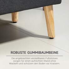 Upholstered Sofa Bench With Storage Space, Linen Look, For Hallways, Bedrooms, Or Living Rooms. Made Of Rubberwood, Blue Color, 110 X 39 X 45 Cm. Available For Local Delivery. - DARK GREY + Polyester - View 4