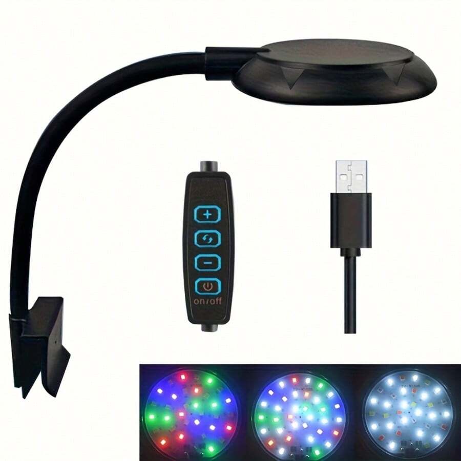 Đèn LED bể cá USB 6W, đèn bể cá trang trí cho cây thủy sinh, nhiều chế độ, có thể điều chỉnh độ sáng, phổ đầy đủ, đèn kẹp mini, 5V, không kèm pin - Nhiều màu - Xem 1