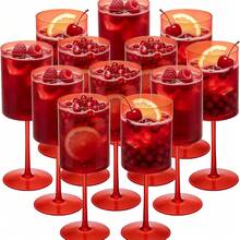 1/2/8/12/24pcs Champagne Glasses 10oz Large Size Reusable Wedding Toasting Stemware Water Cups Wine Glasses Suitable For Weddings Christmas - Semi-transparent Black - View 9