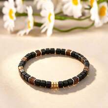 Vintage Style Tiger Eye Black Agate 5mm Square Bead Bracelet, Symbolic Of Wealth, Power And Courage Spiritual Jewelry, Best Gift For Halloween - Multicolor - View 5