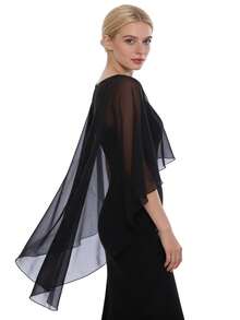 1 buah Selendang Chiffon Off-Shoulder Elegan Baru, Penutup Gaun Malam Ringan dan Mengalir, Aksesori Pesta Pernikahan, Jubah - MultiWarna - View 7