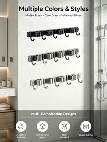 1PC-Stainless Steel Wall-Mounted Broom Hook Storage Rack, Gardening Tools Mop Hook Storage Rack, Multi-Functional Storage Rack, Easy To Install, Space-Saving, Suitable For Home, Kitchen, Garden, Laundry Room, Garage, School Dormitory - Style a - View 2