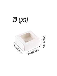 20pcs White Kraft Paper Transparent Window Gift Boxes 3.6x3.6x1.4 Suitable For Baking Cookies Cakes Candy Wedding Party Christmas Gift Packaging - White - View 19