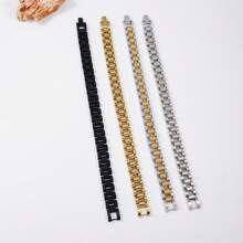 1pc 10mm Stainless Steel Metal Watch Band, 18K Gold Plated, Unisex - 10mm - View 5