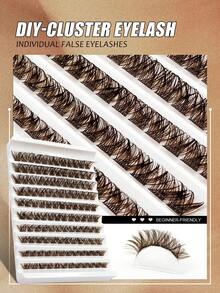 Asiteo 120pcs Brown Cluster False Eyelashes D Curl Single Strand Thick Lash Extensions Suitable For Natural Mocha And Dramatic Makeup DIY Home Use - D - View 3