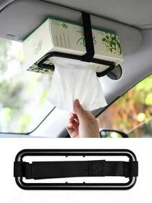 2pcs Car Tissue Box Clips – Adjustable Elastic Strap Holder – Universal Black Mount For Sun Visors And Headrests – Multifunctional Interior Tissue Organizer – Compatible With Most Car Models - Multicolor - View 8