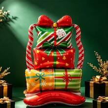 One-Pack Giant Christmas Gift Box With Base, Aluminum Foil For Making Balloon Animals. Perfect For Holiday Decorations, Christmas, Birthday Parties, And Home Decor. - Christmas Gift Box - View 1