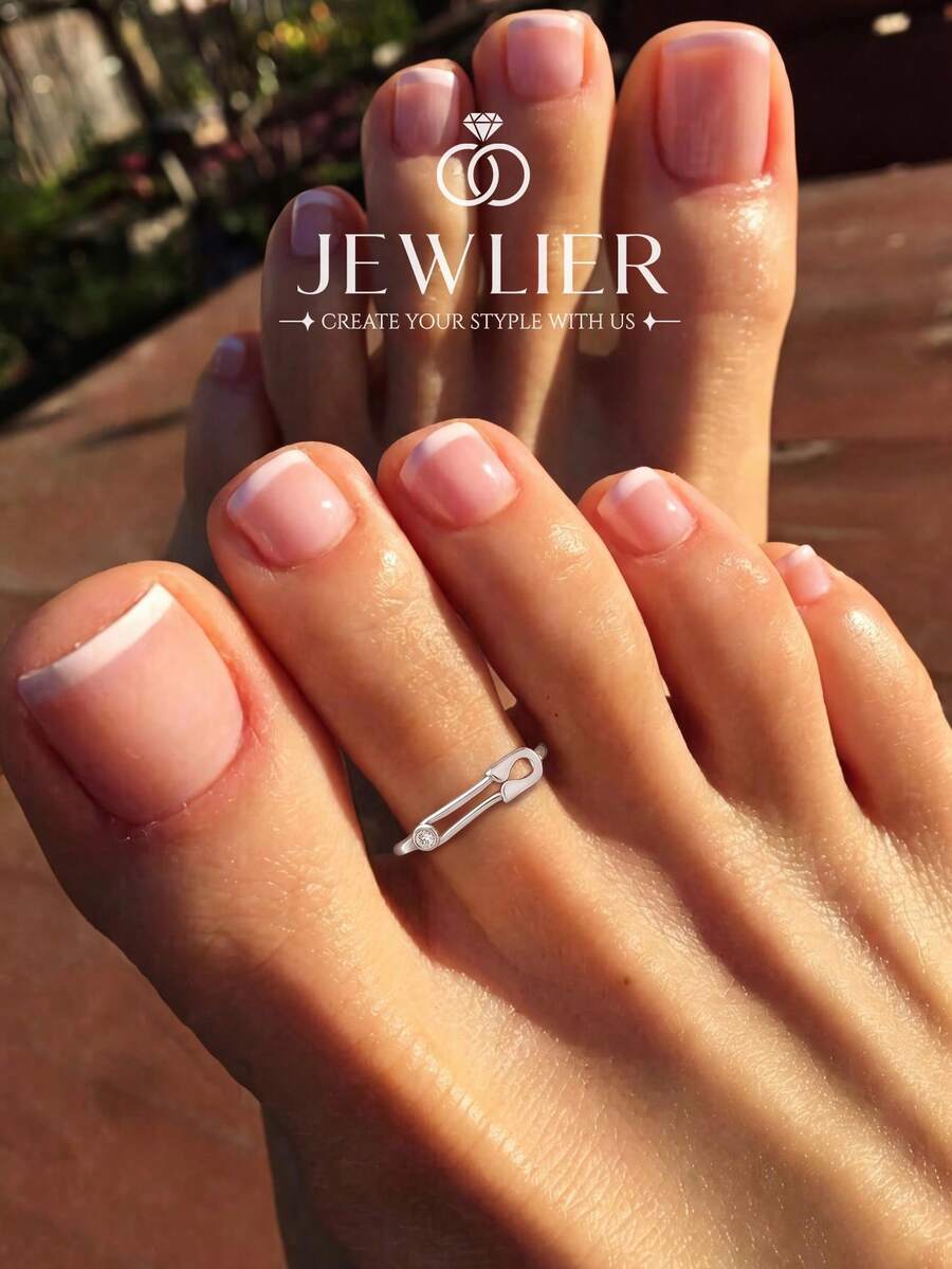 1pc Fashion Toe Ring, Elegant & Exquisite Women's Jewelry Gift - Paperclip Toe Ring - View 1