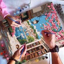 1pc Floral Tree Digital Oil Painting Set, Suitable For Adult Beginners, Acrylic Paint On Canvas, Numbered, Can Be Used For Home Wall Decoration, 40x50cm/16x20in, Frame Not Included - Sets - View 4