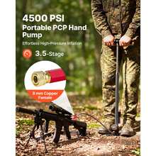 Bomba Manual PCP 3,5 Etapas, Bomba PCP de Pistola de Aire 4500 PSI 31,03 MPa, con Filtro de Aceite y Humedad, Manómetro, Cuerpo de Acero Inoxidable, para Inflado de Neumáticos, Paintball - C - Ver 2