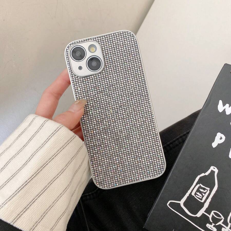DECOPHONE Ốp lưng điện thoại sáng tạo chống rơi toàn diện cho Apple 17/16 Pro Max/15/14/13, đính đá rhinestone hình giọt nước ngôi sao lấp lánh - Bạc - Xem 1