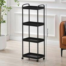 3-Tier Rolling Storage Cart With Handle - Multi-Functional Floor Storage Rack, Perfect For Kitchen And Bathroom Organization, Movable Drainage Shelf, Ideal For Holiday Parties, Back To School Essentials And New Year Planning - Multicolor - View 15
