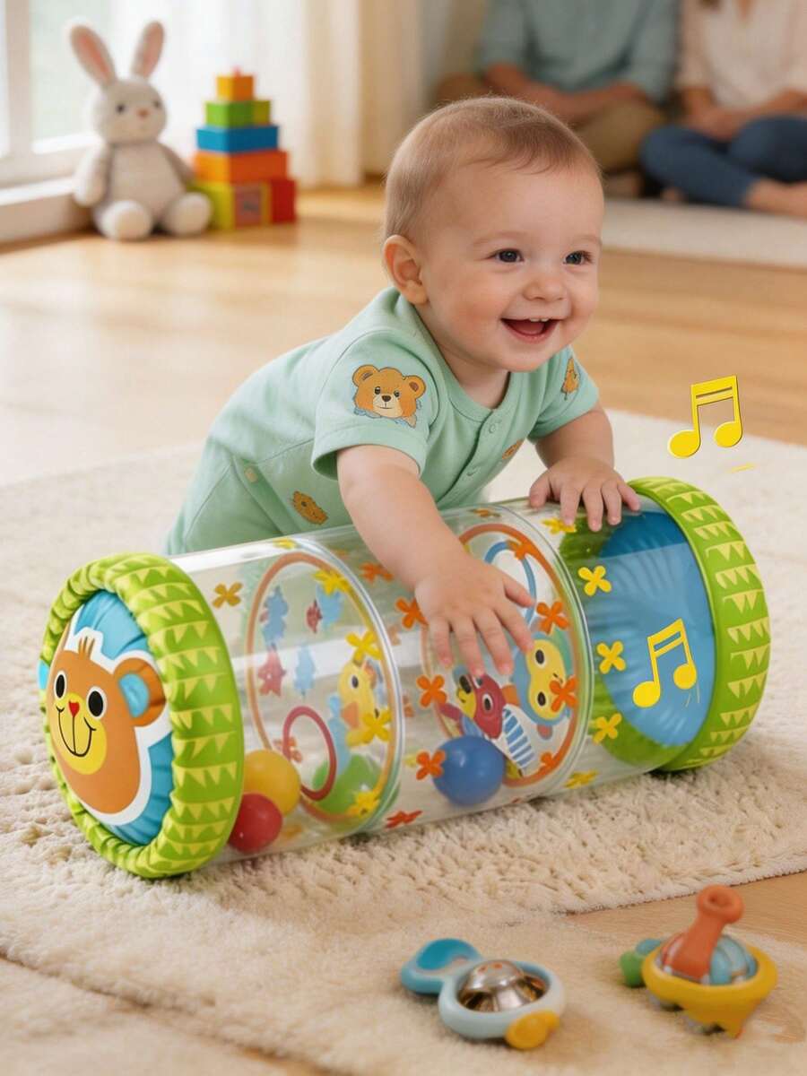 Đồ chơi tập bò cho bé khuyến khích bò, hoạt động phát triển sớm cho trẻ sơ sinh với lục lạc và bóng lăn, tích hợp chuông, phong cách động vật dễ thương vui nhộn giúp phát triển kỹ năng vận động, quà sinh nhật cho trẻ 6 tháng, 1, 2, 3 tuổi, quà Giáng sinh