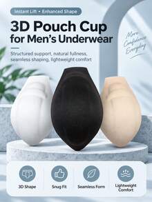 3pcs Men's 3D Pouch Pads, Lightweight Breathable Sponge Underwear Enhancer Cups, Comfortable Support Inserts For Swim Trunks And Briefs - Multicolor - View 8