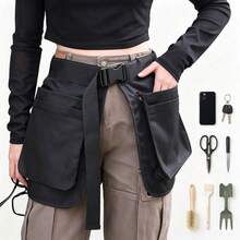 1 PC Celemek Pinggang Hitam Polos 2 Kantong, Tas Alat Pinggang Kerja Jalanan dari Poliester Tahan Air dengan Gesper Lepas Cepat, Kantong Kancing Logam & Sabuk yang Dapat Disesuaikan, Celemek Kerja Penyimpanan Multifungsi untuk Tukang Cukur, Toko Bunga, Berkebun, Salon, Penggunaan Harian Sepanjang Musim - MultiWarna - View 11