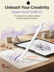 Apple Pencil (USB-C) Magnetic Stylus, Capacitive Stylus, Compatible With IPad Mini (A17 Pro), IPad Pro (M4), IPad Air (M2), IPad 10, And Other Models. - View 1
