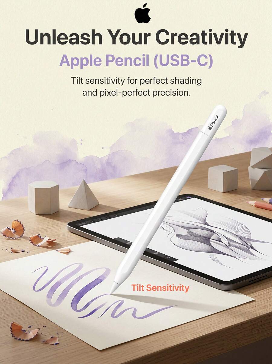 Apple Pencil (USB-C) Magnetic Stylus, Capacitive Stylus, Compatible With IPad Mini (A17 Pro), IPad Pro (M4), IPad Air (M2), IPad 10, And Other Models. - View 1