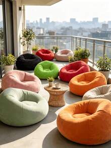 [New Product]1pc Inflatable Slouchy Sofa Chair, Foldable, Portable, Soft Flocked Bean Bag Sofa, Suitable For Bedroom And Living Room In Autumn/Winter, Indoor/Outdoor Use. - Multicolor - View 5