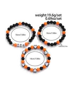 Halloween-Themed Funny Costume Set Consisting Of A Multi-Layered String Of Ghost-Shaped Beads And A String Bracelet Set. - Multicolor - View 5