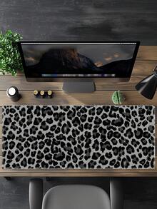 Large Desk Mouse Pad, Grey‑Black Leopard Animal Print, Non‑Slip Rubber Base Keyboard Mat For Home Office Gaming Desktop Decoration - View 1