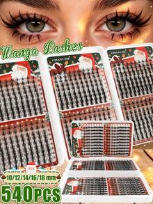 540/648pcs Natural Brown/Black False Eyelashes Can Create A Fluffy Anime Eye Makeup Effect. DIY Large Capacity Three Sided Eyelash Cluster, Made Of Soft Material. Single Cluster False Eyelash Set, With Glue And Sealing Tools, Suitable For Christmas. - Multicolor - View 14