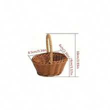1pc/2pcs/5pcs/10pcs Mini Faux Wicker Portable Bamboo Basket, Perfect For Creating Forest Atmosphere, Suitable For Various Scenes Decoration. Delicate And Realistic Texture, Conveying Natural Rustic Pastoral Charm. Compact Round Shape With Portable Handle, Cute And Lively. Can Hold Dried Flowers, Succulents Or Small Potted Plants, Instantly Enhancing Desktop Or Windowsill Fresh Style - A - View 5
