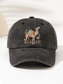 Fashionable Adjustable Baseball Cap - European And American Style Duckbill Cap, Suitable For Camping, Travel, Party And Hip-Hop Culture, Perfect For Outdoor Activities, Printed With "Camel" Pattern And Text, Elegant And Versatile, Great For Camping And Casual Wear, Perfect Gift For Family And Friends - Washed Cap - View 14