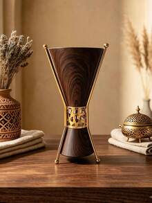 1pc Conical Metal Incense Burner With Delicate Wood Grain Texture. Sleek Minimalist Luxury Design. Builds Tranquil Aromatic Vibes For Home, Office, Yoga Spaces And Parties. Exquisite Craft, Tasteful Gift For All Occasions. - Incense Burner - View 8