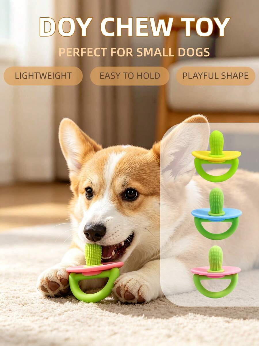 Dog Chew Toy, Pacifier-Style Teething Stick For Small Dogs And Puppies, Textured Surface For Teeth Cleaning, Relieves Boredom, Fun Chewing Experience, Interactive Pet Play Accessory, Not Suitable For Large Pets. Please Order Carefully - Multicolor - View 1